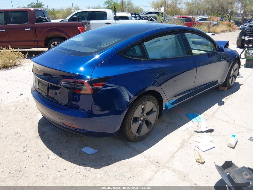 2023 Tesla Model 3 VIN 5YJ3E1EA4PF712500 IAAI salvage auction — FRONT END, Salvage Title, sold $50 on 2026-07-30 (photo 4)