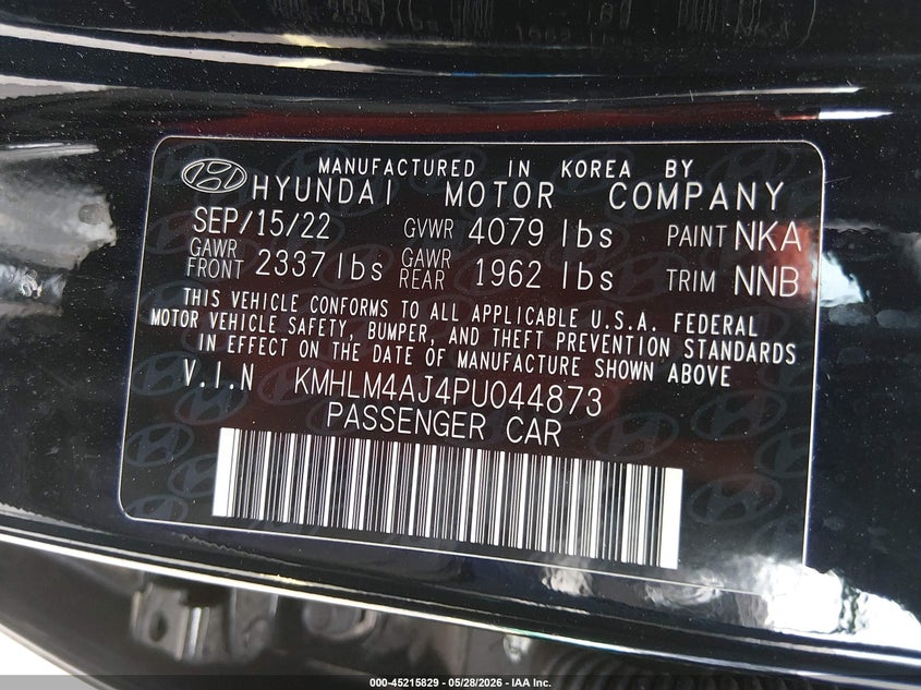 2023 Hyundai Elantra VIN KMHLM4AJ4PU044873 IAAI salvage auction — REAR END, Salvage Title, sold $6,200 on 2026-07-16 (photo 9)