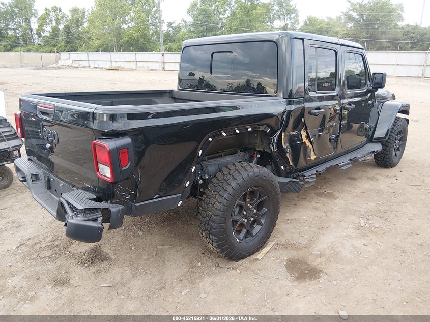 2025 Jeep Gladiator VIN 1C6PJTAG9SL534776 IAAI salvage auction — SIDE, Salvage Title, sold $15,100 on 2026-07-09 (photo 4)