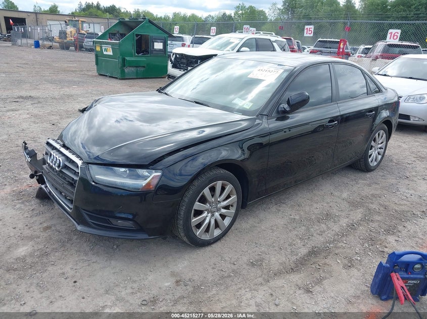 2013 Audi A4 VIN WAUBFAFL0DN025100 IAAI salvage auction — RIGHT FRONT, Mv-907A (New York), sold $25 on 2026-07-30 (photo 2)
