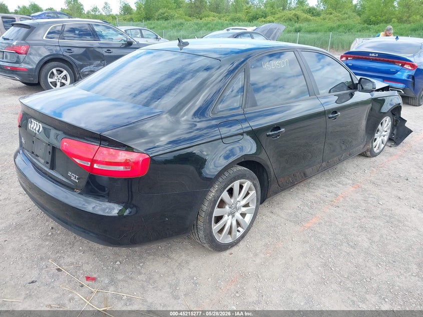 2013 Audi A4 VIN WAUBFAFL0DN025100 IAAI salvage auction — RIGHT FRONT, Mv-907A (New York), sold $25 on 2026-07-30 (photo 4)