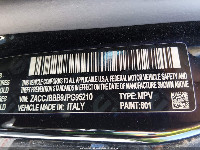 2018 Jeep Renegade VIN ZACCJBBB9JPG95210 IAAI salvage auction — LEFT SIDE, Salvage Title, sold $2,250 on 2026-07-21 (photo 9)