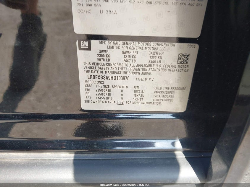 2017 Buick Envision VIN LRBFXBSA9HD103976 IAAI salvage auction — RIGHT SIDE, Original (Texas), sold $25 on 2026-07-28 (photo 9)