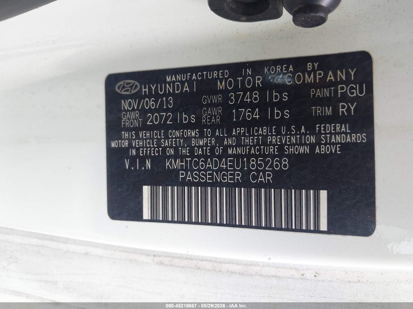 2014 Hyundai Veloster VIN KMHTC6AD4EU185268 IAAI salvage auction — NORMAL WEAR, Clear (Florida), sold $400 on 2026-07-14 (photo 9)