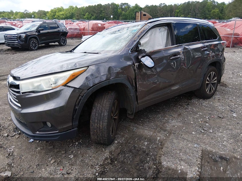 2016 Toyota Highlander VIN 5TDJKRFHXGS356205 IAAI salvage auction — ROLLOVER, Salvage (Georgia), sold $3,000 on 2026-07-17 (photo 2)