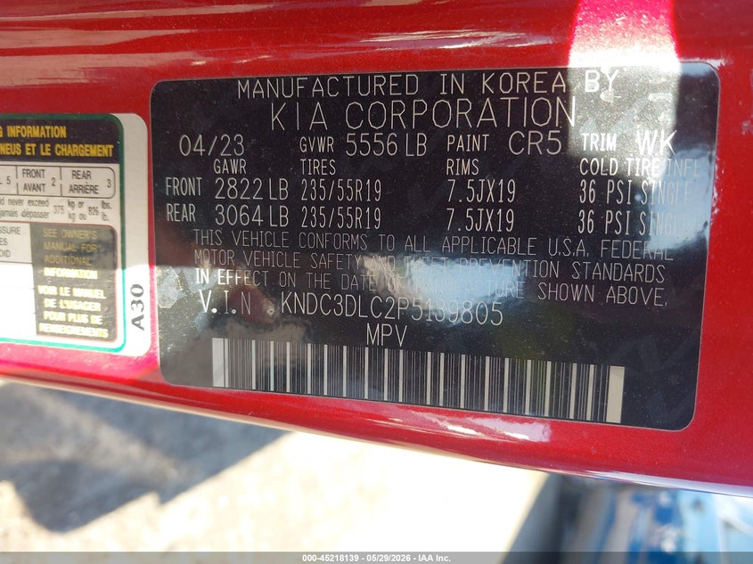 2023 Kia Ev6 VIN KNDC3DLC2P5139805 IAAI salvage auction — SIDE, Salvage Title, sold $9,100 on 2026-07-10 (photo 9)