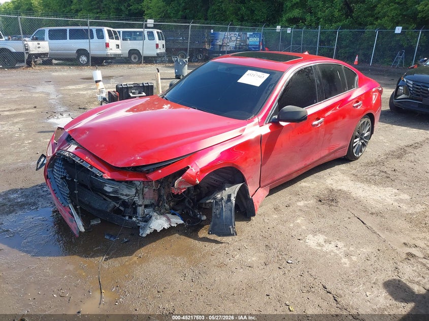 2019 Infiniti Q50 VIN JN1FV7ARXKM800823 IAAI salvage auction — FRONT & REAR, Salvage - Greater Than 75% (Maryland), sold $2,650 on 2026-07-28 (photo 2)