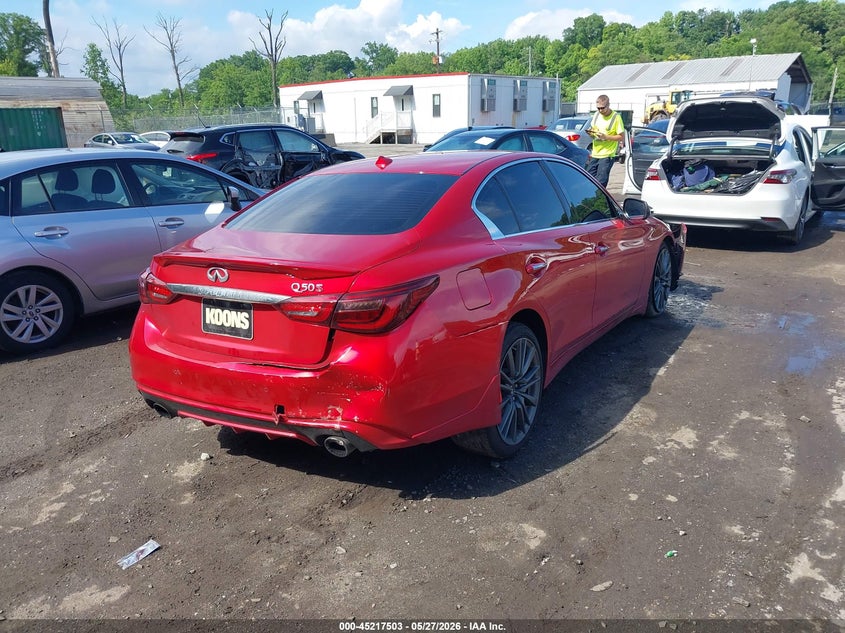 2019 Infiniti Q50 VIN JN1FV7ARXKM800823 IAAI salvage auction — FRONT & REAR, Salvage - Greater Than 75% (Maryland), sold $2,650 on 2026-07-28 (photo 4)