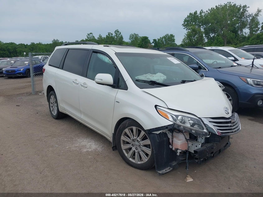2017 Toyota Sienna VIN 5TDDZ3DCXHS184787 IAAI salvage auction — FRONT & REAR, Salvage (Ohio), sold $1,800 on 2026-07-28 (photo 1)