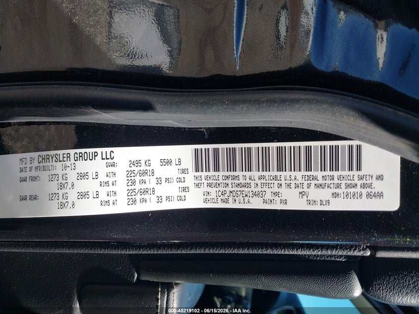 2014 Jeep Cherokee VIN 1C4PJMDS7EW134037 IAAI salvage auction — REAR END, Salvage (Illinois), sold $1,050 on 2026-07-22 (photo 9)