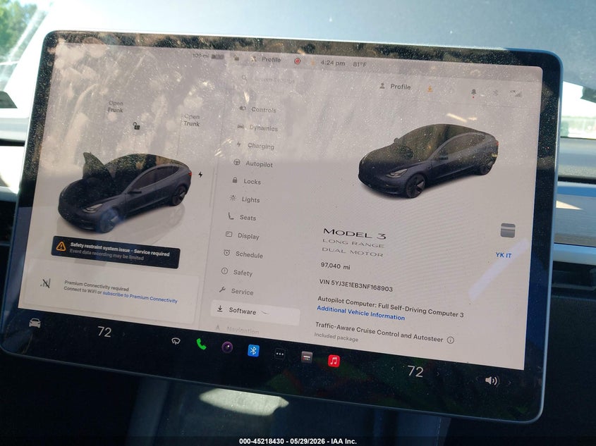 2022 Tesla Model 3 VIN 5YJ3E1EB3NF168903 IAAI salvage auction — SIDE, Salvage Title, sold $3,550 on 2026-07-24 (photo 7)