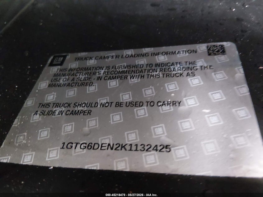 2019 Gmc Canyon VIN 1GTG6DEN2K1132425 IAAI salvage auction — ROLLOVER, Salvage Title, sold $1,850 on 2026-08-26 (photo 9)