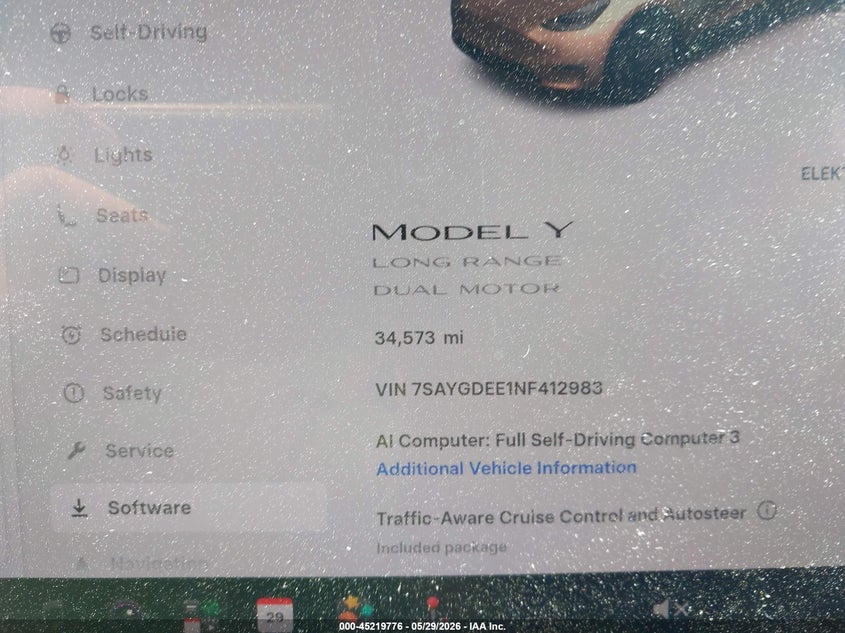 2022 Tesla Model y VIN 7SAYGDEE1NF412983 IAAI salvage auction — FRONT END, Salvage Title, sold $10,750 on 2026-07-16 (photo 7)