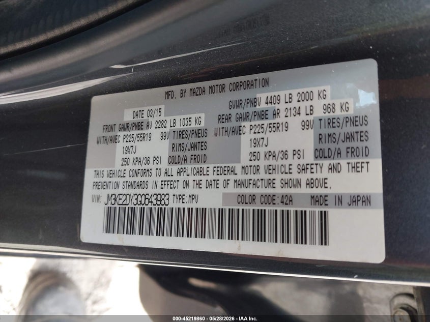 2016 Mazda Cx-5 VIN JM3KE2DY3G0643983 IAAI salvage auction — SIDE, Salvage Title, sold $2,950 on 2026-07-24 (photo 9)