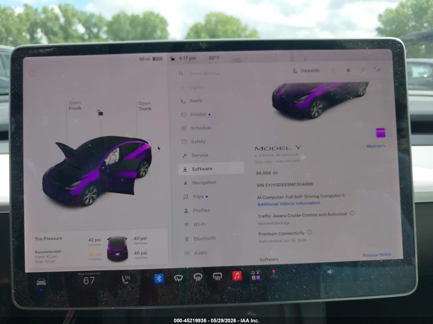 2021 Tesla Model y VIN 5YJYGDEE9MF304896 IAAI salvage auction — REAR END, Salvage Title, sold $10,450 on 2026-07-30 (photo 7)