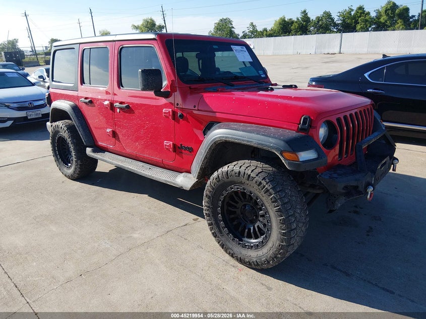 2020 Jeep Wrangler / VIN 1C4HJXDG7LW185990 IAAI salvage auction — LEFT FRONT, Salvage (Texas), sold $5,100 on 2026-07-18 (photo 1)