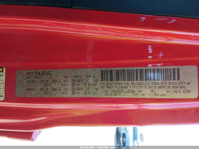 2020 Jeep Wrangler / VIN 1C4HJXDG7LW185990 IAAI salvage auction — LEFT FRONT, Salvage (Texas), sold $5,100 on 2026-07-18 (photo 9)