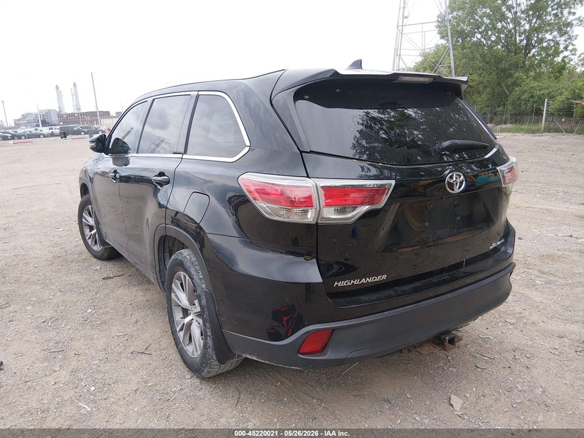 2014 Toyota Highlander VIN 5TDJKRFH8ES021036 IAAI salvage auction — FRONT END, Salvage Title, sold $7,400 on 2026-07-08 (photo 3)