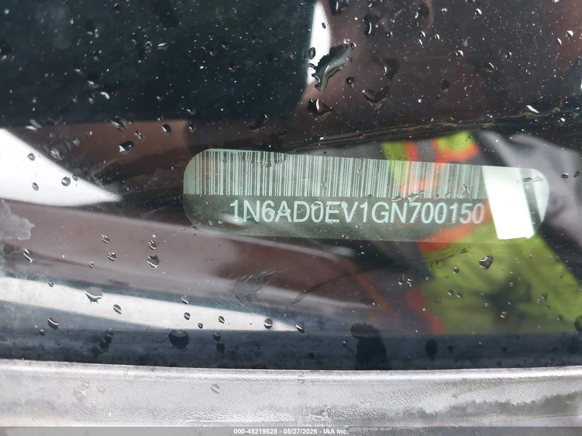 2016 Nissan Navara (frontier) VIN 1N6AD0EV1GN700150 IAAI salvage auction — LEFT SIDE, Salvage Title, sold $1,600 on 2026-08-01 (photo 9)