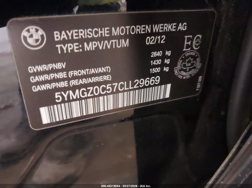 2012 BMW X6 m VIN 5YMGZ0C57CLL29669 IAAI salvage auction — LEFT FRONT, Salvage Title, sold $875 on 2026-07-08 (photo 9)