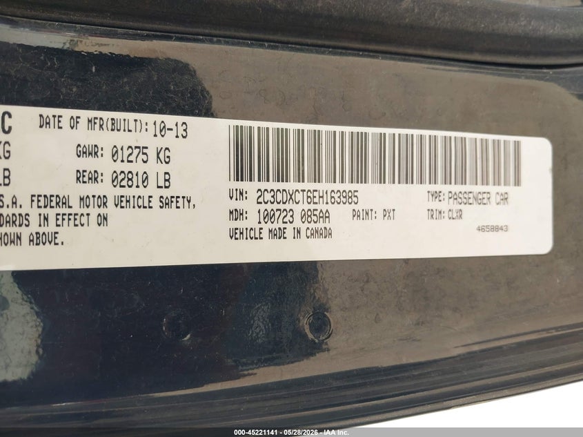 2014 Dodge Charger VIN 2C3CDXCT6EH163985 IAAI salvage auction — FRONT END, Salvage Title, sold $625 on 2026-07-05 (photo 9)