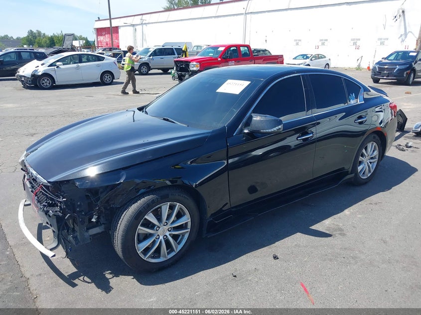 2014 Infiniti Q50 VIN JN1BV7AR7EM704828 IAAI salvage auction — FRONT END, Salvage Title, sold $2,800 on 2026-07-23 (photo 2)