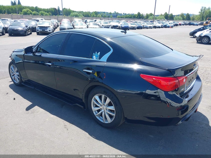 2014 Infiniti Q50 VIN JN1BV7AR7EM704828 IAAI salvage auction — FRONT END, Salvage Title, sold $2,800 on 2026-07-23 (photo 3)