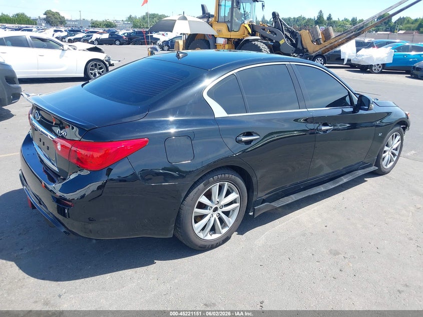 2014 Infiniti Q50 VIN JN1BV7AR7EM704828 IAAI salvage auction — FRONT END, Salvage Title, sold $2,800 on 2026-07-23 (photo 4)
