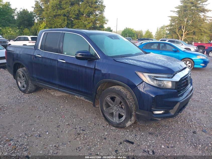 2022 Honda Ridgeline VIN 5FPYK3F76NB001849 IAAI salvage auction — FRONT END, Salvage Title, sold $4,450 on 2026-07-29 (photo 1)