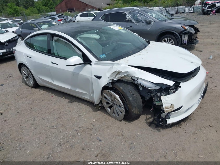 2021 Tesla Model 3 VIN 5YJ3E1EB7MF990344 IAAI salvage auction — RIGHT FRONT, Salvage (Massachusetts), sold $5,400 on 2026-07-30 (photo 1)
