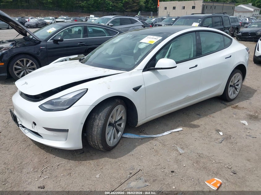 2021 Tesla Model 3 VIN 5YJ3E1EB7MF990344 IAAI salvage auction — RIGHT FRONT, Salvage (Massachusetts), sold $5,400 on 2026-07-30 (photo 2)