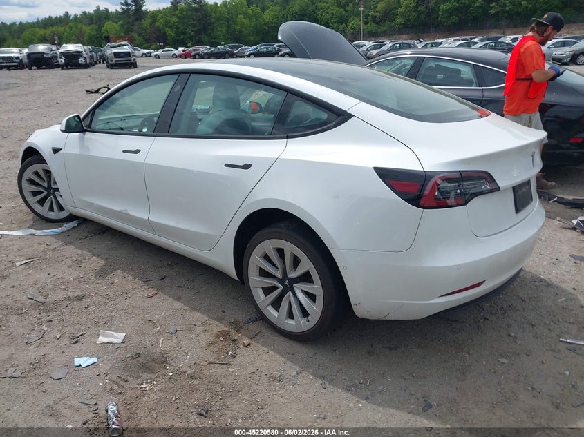 2021 Tesla Model 3 VIN 5YJ3E1EB7MF990344 IAAI salvage auction — RIGHT FRONT, Salvage (Massachusetts), sold $5,400 on 2026-07-30 (photo 3)