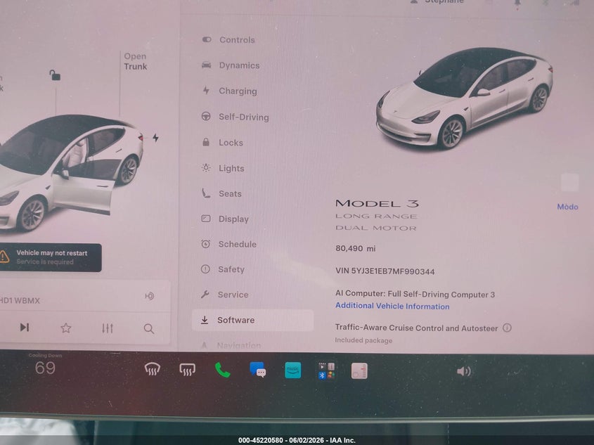 2021 Tesla Model 3 VIN 5YJ3E1EB7MF990344 IAAI salvage auction — RIGHT FRONT, Salvage (Massachusetts), sold $5,400 on 2026-07-30 (photo 7)