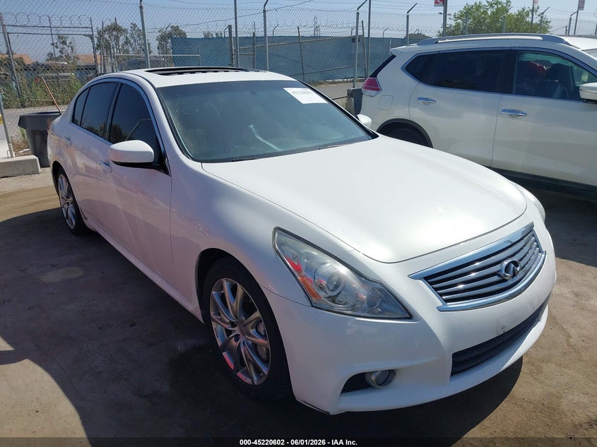 2013 Infiniti G VIN JN1CV6AP2DM301237 IAAI salvage auction — THEFT, Salvage Title, sold $5,400 on 2026-07-15 (photo 1)