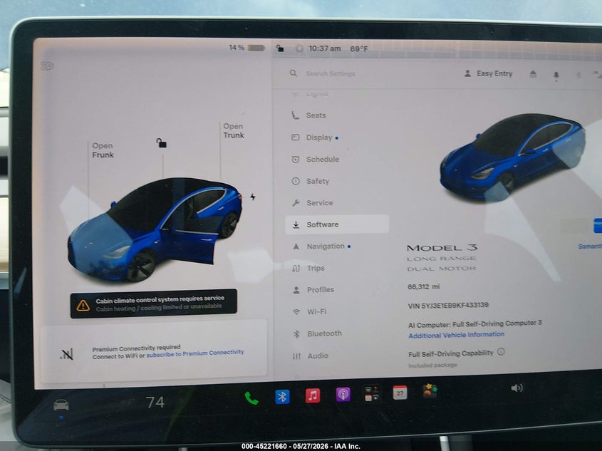 2019 Tesla Model 3 VIN 5YJ3E1EB9KF433139 IAAI salvage auction — FRONT END, Salvage Title, sold $5,550 on 2026-07-16 (photo 7)