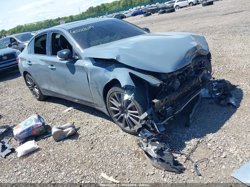 2022 Infiniti Q50 VIN JN1FV7DR6NM390439 IAAI salvage auction — FRONT END, Salvage Title, sold $7,875 on 2026-07-14 (photo 1)
