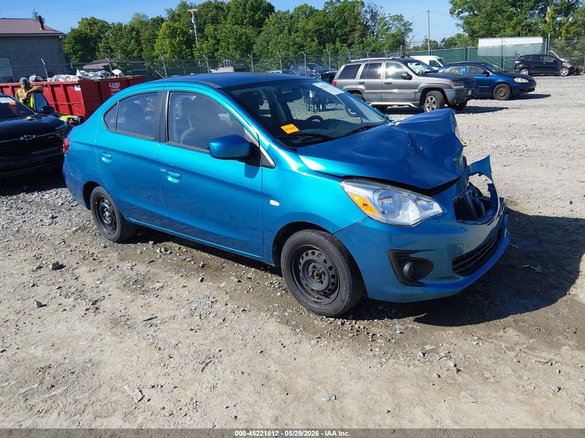 2017 Mitsubishi Mirage VIN ML32F3FJ9HHF12688 IAAI salvage auction — LEFT FRONT, Salvage (West Virginia), sold $675 on 2026-07-22 (photo 1)