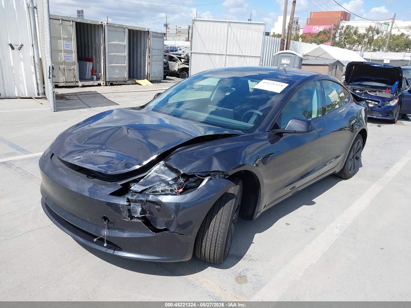 2025 Tesla Model 3 VIN 5YJ3E1EA1SF920925 IAAI salvage auction — FRONT & REAR, Salvage Title, sold $9,600 on 2026-07-06 (photo 2)