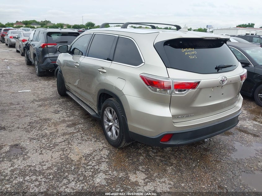 2015 Toyota Highlander VIN 5TDKKRFH5FS050824 IAAI salvage auction — FRONT END, Salvage Title, sold $3,000 on 2026-07-29 (photo 3)