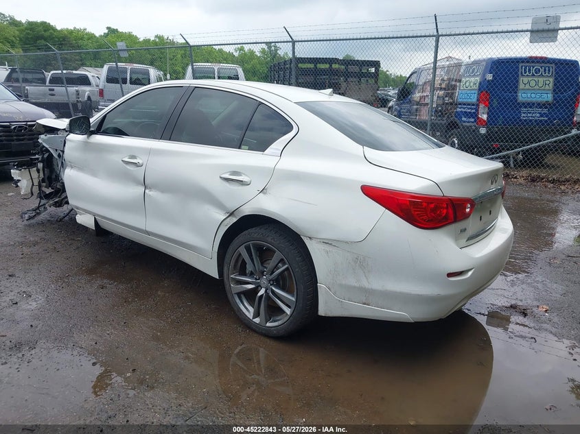 2014 Infiniti Q50 VIN JN1BV7AR4EM685641 IAAI salvage auction — LEFT FRONT, Salvage - Greater Than 75% (Maryland), sold $425 on 2026-07-28 (photo 3)