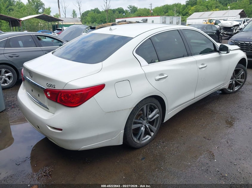 2014 Infiniti Q50 VIN JN1BV7AR4EM685641 IAAI salvage auction — LEFT FRONT, Salvage - Greater Than 75% (Maryland), sold $425 on 2026-07-28 (photo 4)