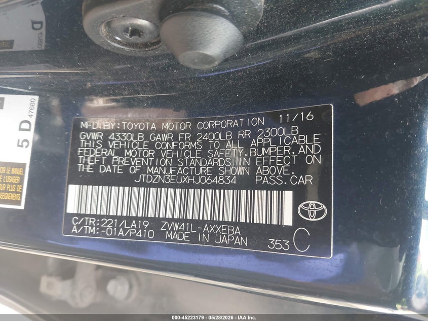2017 Toyota Prius v VIN JTDZN3EUXHJ064834 IAAI salvage auction — FRONT END, Salvage Title, sold $2,750 on 2026-07-20 (photo 9)