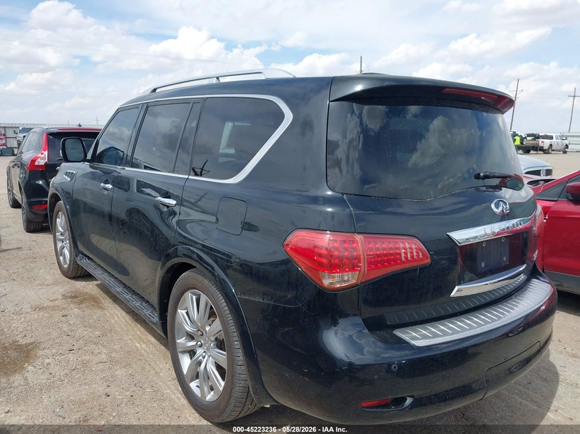 2013 Infiniti Qx56 VIN JN8AZ2NF5D9530053 IAAI salvage auction — EXTERIOR BURN, Salvage Title, sold $850 on 2026-07-28 (photo 3)