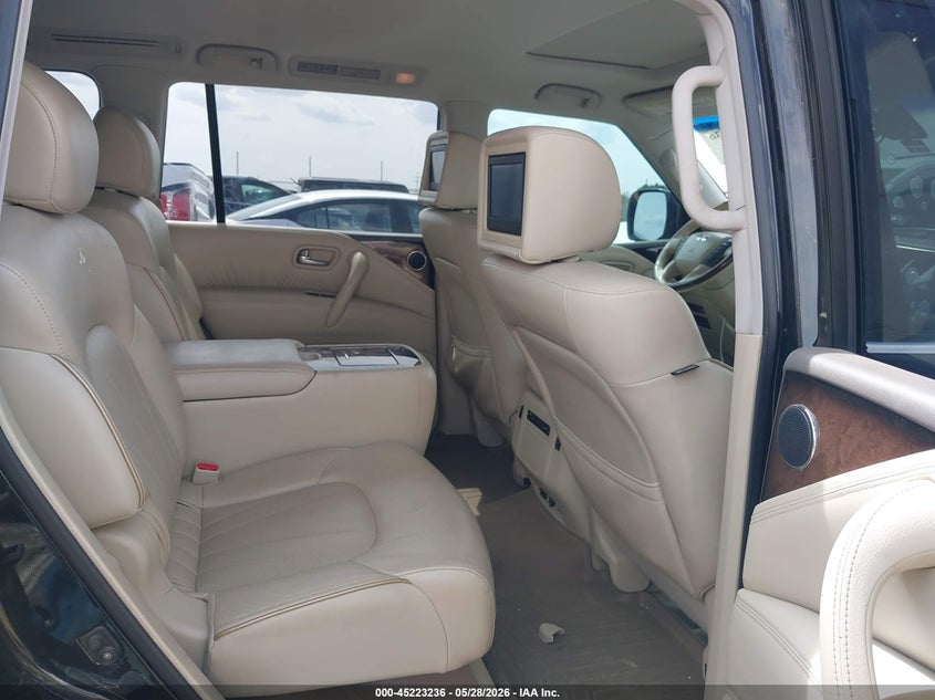 2013 Infiniti Qx56 VIN JN8AZ2NF5D9530053 IAAI salvage auction — EXTERIOR BURN, Salvage Title, sold $850 on 2026-07-28 (photo 8)