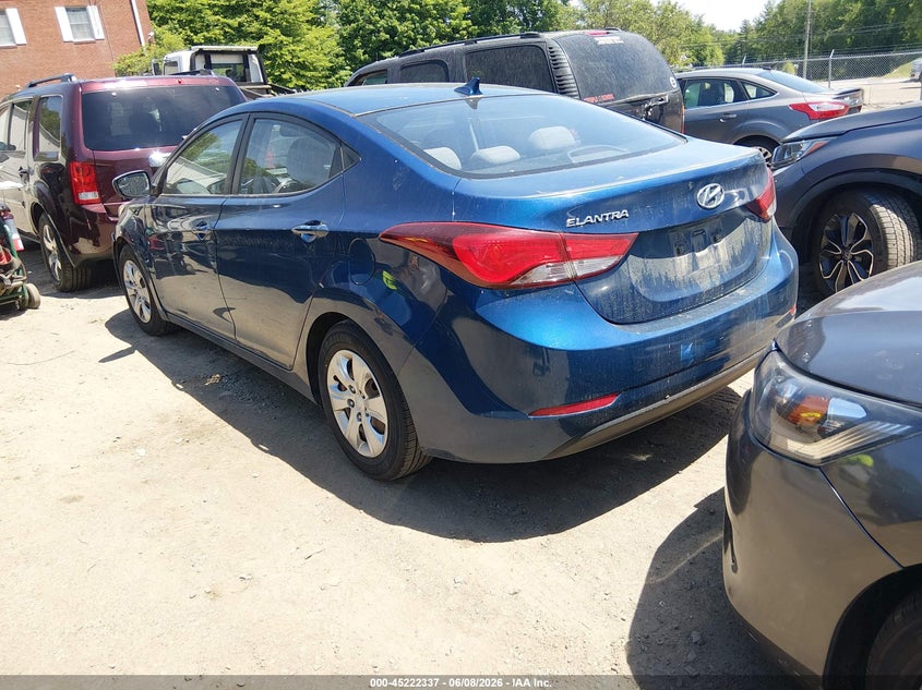 2016 Hyundai Elantra VIN KMHDH4AE0GU517535 IAAI salvage auction — LEFT FRONT, Salvage Title, sold $750 on 2026-07-14 (photo 3)