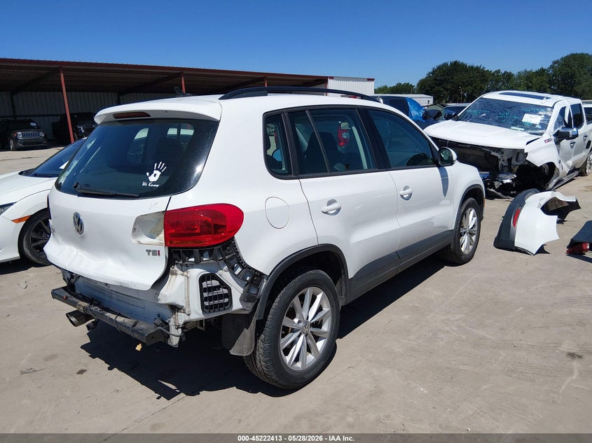 2017 Volkswagen Tiguan VIN WVGAV7AX9HK055004 IAAI salvage auction — REAR END, Original (Texas), sold $2,900 on 2026-07-28 (photo 4)