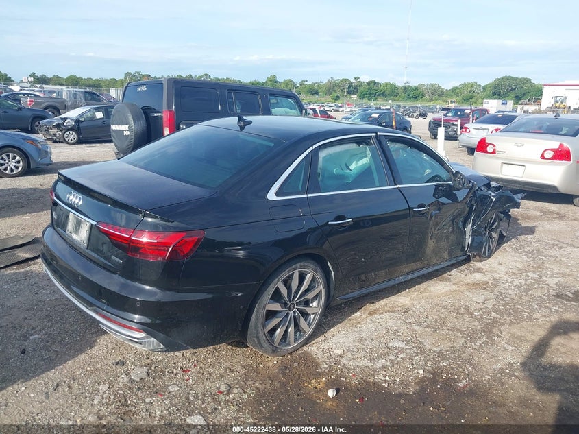 2022 Audi A4 VIN WAUABAF49NN004604 IAAI salvage auction — RIGHT FRONT, Salvage Title, sold $5,600 on 2026-07-16 (photo 4)