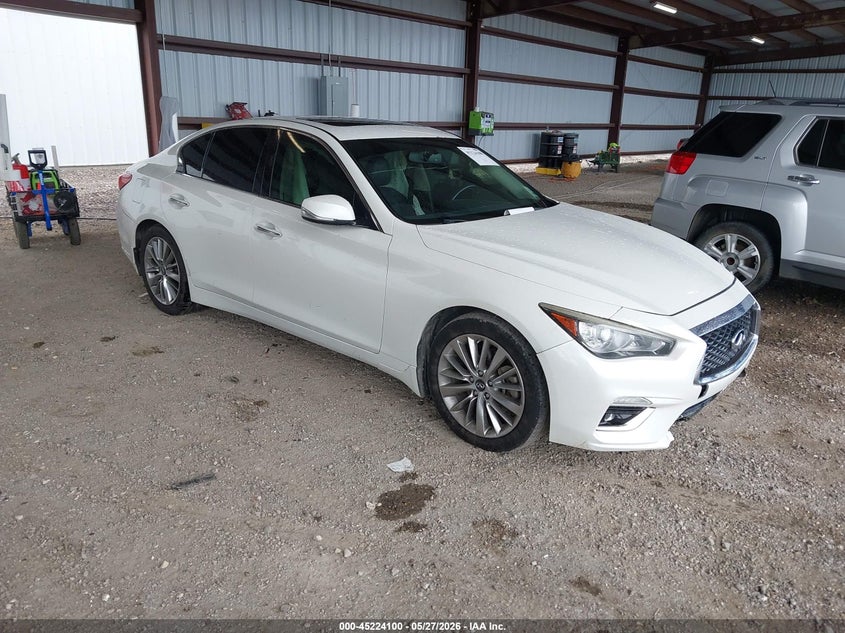 2018 Infiniti Q50 VIN JN1EV7AP0JM350768 IAAI salvage auction — LEFT SIDE, Salvage Title, sold $2,050 on 2026-07-15 (photo 1)