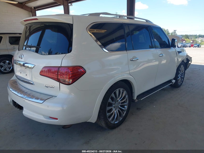 2016 Infiniti Qx80 VIN JN8AZ2NE5G9123958 IAAI salvage auction — FRONT END, Salvage Title, sold $1,250 on 2026-07-08 (photo 4)
