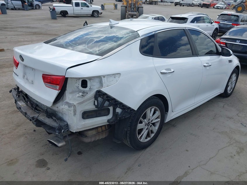 2016 Kia Optima VIN 5XXGT4L30GG047430 IAAI salvage auction — REAR END, Salvage (California), sold $2,300 on 2026-08-02 (photo 4)